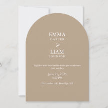 Convite de casamento clássico com letra moderna e