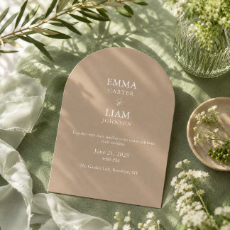 Convite de casamento clássico com letra moderna e