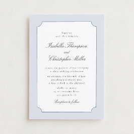 Convite de Casamento Clássico com Moldura Azul Ele