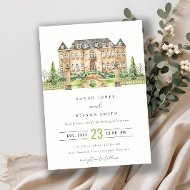 Convite de casamento Clássico de Chateau Watercolo
