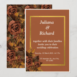 Convite de casamento clássico de Rosa de outono