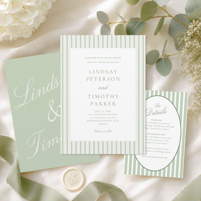 Convite de Casamento Clássico de Verão em Verde Sa (Criador carregado)