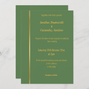 CONVITE DE CASAMENTO CLÁSSICO DOURADO VERDE SAGE E