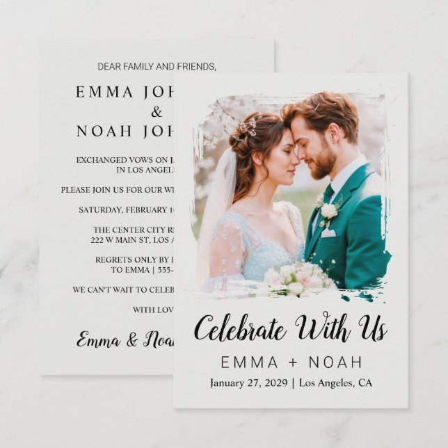 Convite de Casamento Clássico e Elegante para Rece (Frente/Verso)