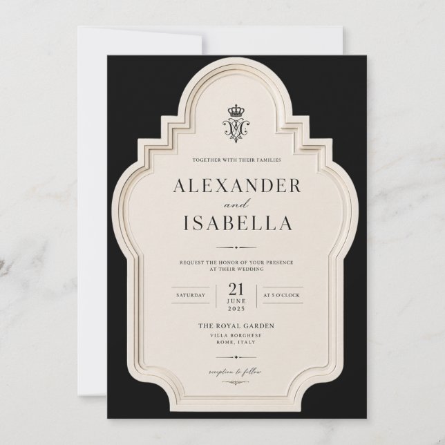 Convite de Casamento Clássico e Elegante Royal | L (Frente)
