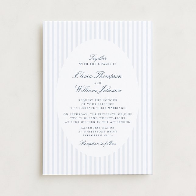 Convite de Casamento Clássico Elegante com Listras (Criador carregado)