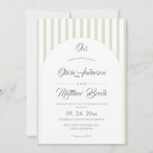 Convite de Casamento Clássico Elegante⎮Sage Listra