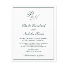 Convite de Casamento Clássico Elegante Verde Flore