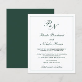 Convite de Casamento Clássico Elegante Verde Flore