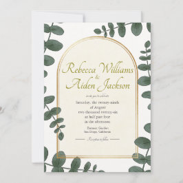 Convite de Casamento Clássico em Marfim e Dourado 