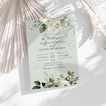 Convite de Casamento Clássico Floral em Verde Sálv