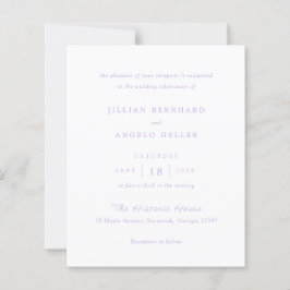 Convite de Casamento Clássico Lilás Atemporal dent