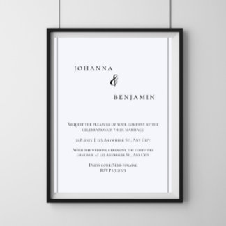 Convite de Casamento Clássico Minimalista Branco