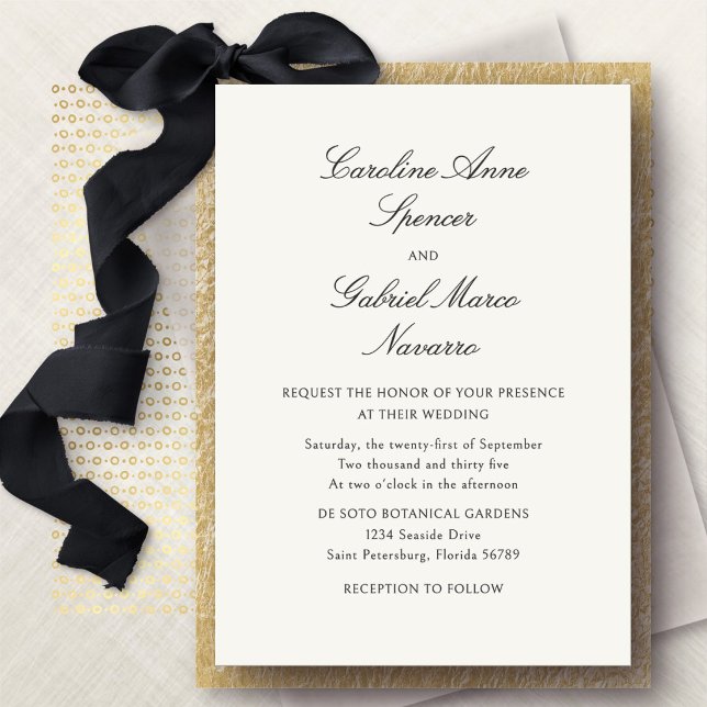 Convite de Casamento Clássico Minimalista Simples (Criador carregado)