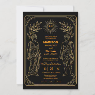 Convite de Casamento Clássico Ouro Elegância Roman