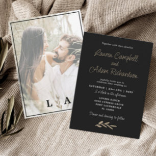 Convite de Casamento Clássico Preto e Branco Moder