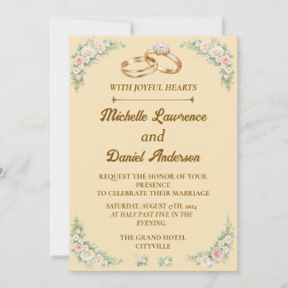 Convite de Casamento Clássico Romântico