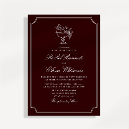 Convite de Casamento Clássico Vinho Tinto com Mold