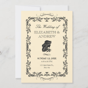 Convite de casamento clássico vintage ornamentado