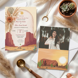 Convite de casamento clássico viral boho deserto d