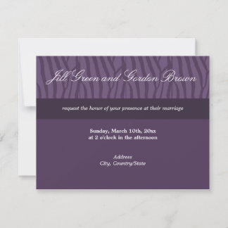 Convite de Casamento Classy Purple Zebra