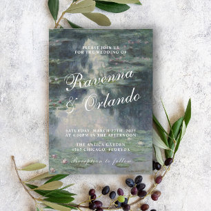 Convite de Casamento Claude Monet Lagoa com Nenúfa