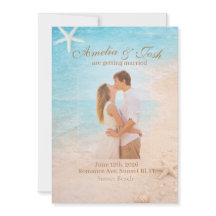 Convite de casamento Coastal Sand & Sea Starfish