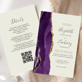Convite de Casamento Código QR Ágata Roxa Orçament