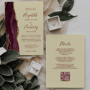 Convite de Casamento Código QR Âmbar Manteiga Ágat
