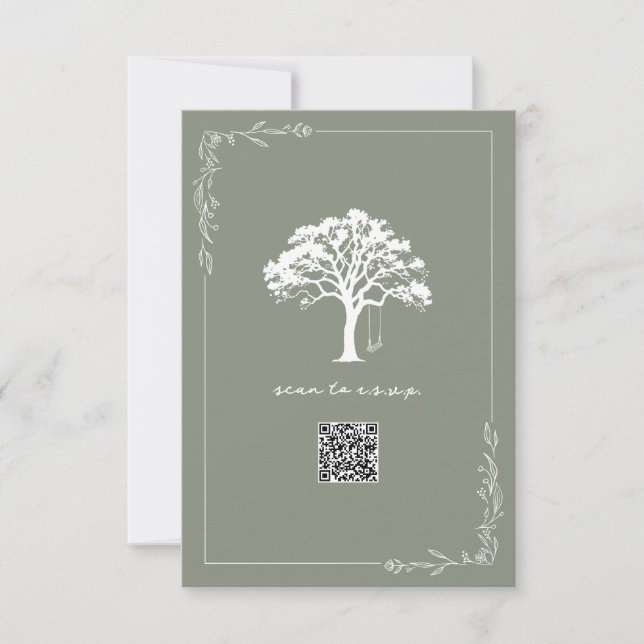 Convite de Casamento Código QR Balanço de Árvore R (Frente)