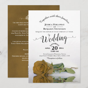Convite de Casamento Código QR Caligrafia Dourada