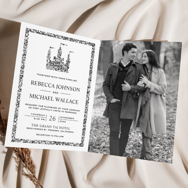 Convite de Casamento Código QR Carruagem Castelo C (Criador carregado)