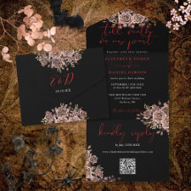 Convite de Casamento Código QR de Rosas Góticas Pr