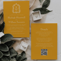 Convite de Casamento Código QR do Brasão do Monogr