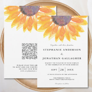 Convite de Casamento Código QR do Girassol Orçamen