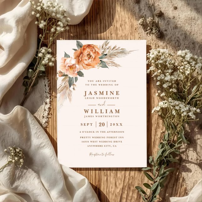 Convite de Casamento Código QR Elegante Rústico Bo (Criador carregado)