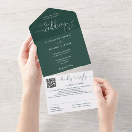 Convite de Casamento Código QR em Grafia Minimalis