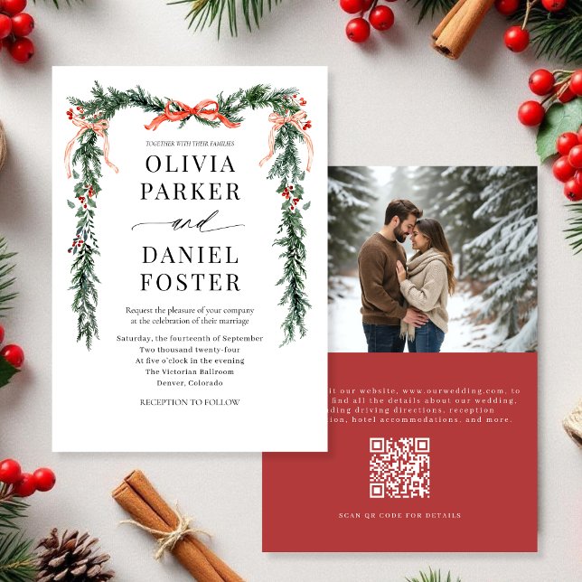 Convite de Casamento Código QR Foto de Natal Arco  (Criador carregado)