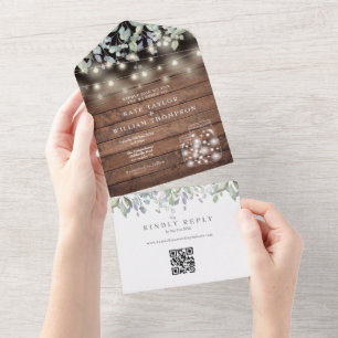Convite de Casamento Código QR Luzes em Potes de P