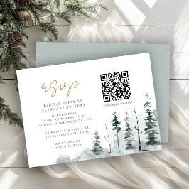 Convite de Casamento Código QR Paisagem de Inverno