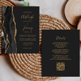 Convite de Casamento Código QR Preto Orçamento Bla