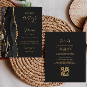 Convite de Casamento Código QR Preto Orçamento Bla