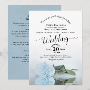 Convite de Casamento Código QR Rosa Azul Pálido Ca