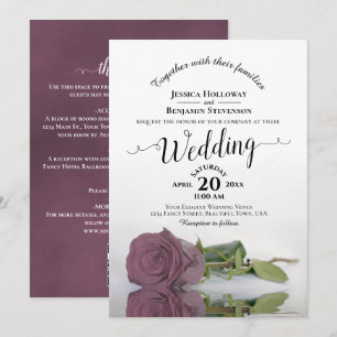 Convite de Casamento Código QR Rosa Mauve Poeirent