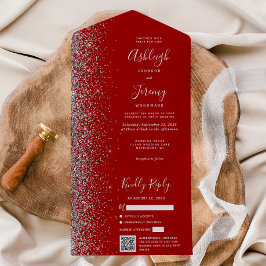 Convite de Casamento Código QR Vermelho Escarlate 