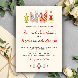 Convite de Casamento Colorido da Arte Folclórica B