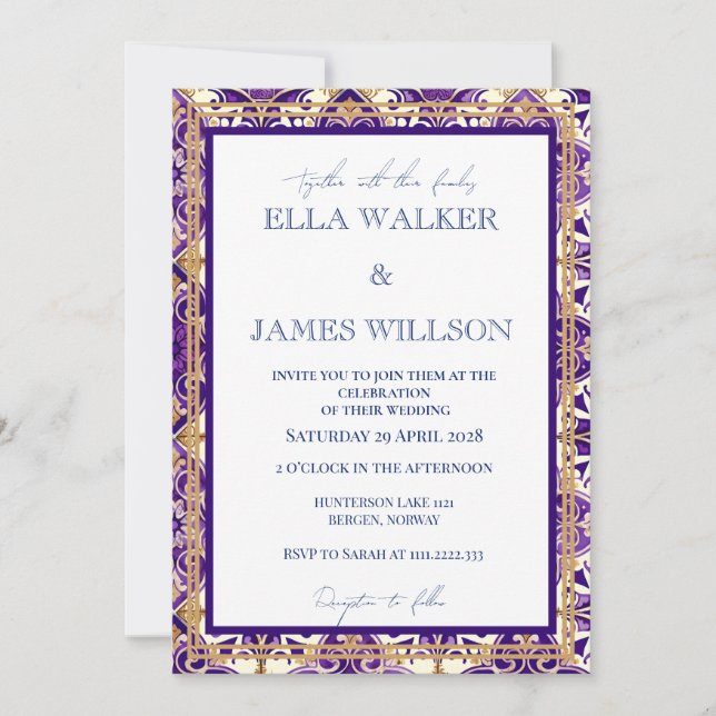 Convite de Casamento Colorido Roxo Primavera Mix e (Frente)