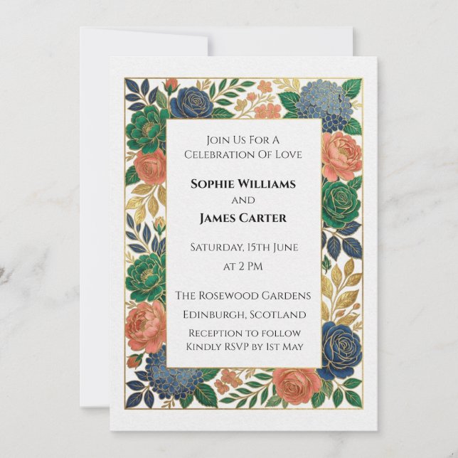 Convite de Casamento Colorido Tartan Thistle (Frente)