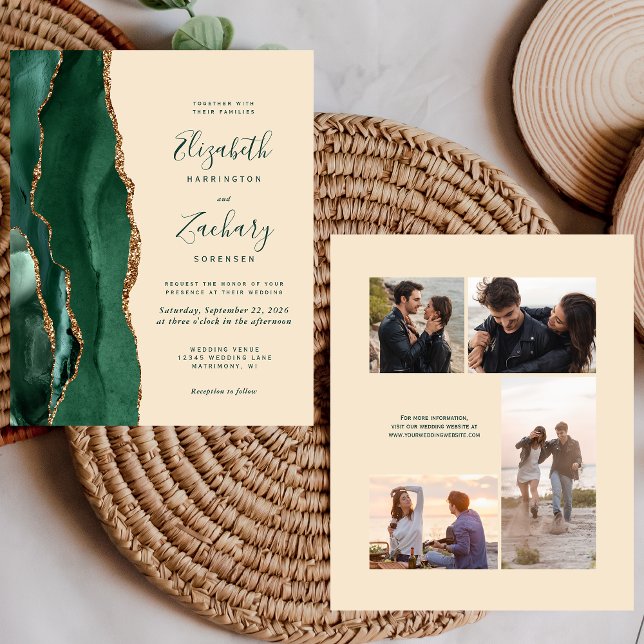 Convite de Casamento com 4 Fotos Orçamento Esmeral (Criador carregado)