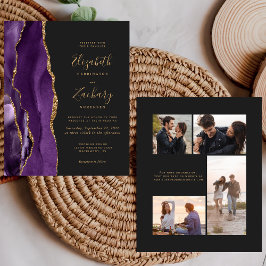 Convite de Casamento com 4 Fotos Orçamento Roxo Ág